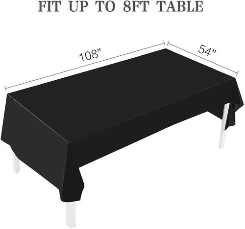 Black Plastic Tablecloth by [Brand Name] - 54" x 108" Rectangular Disposable Cover for Parties & Events