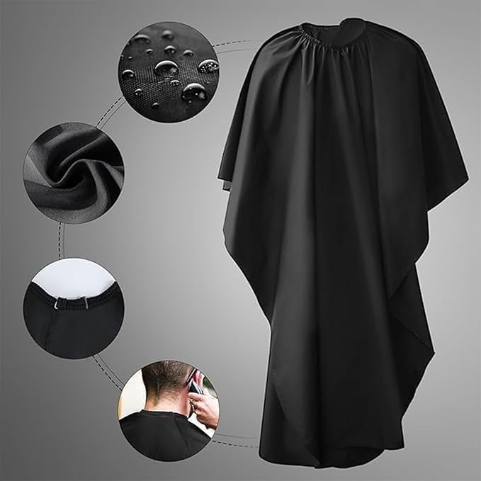 Professional Waterproof Hair Cutting Cape for Salon and Barber, Black