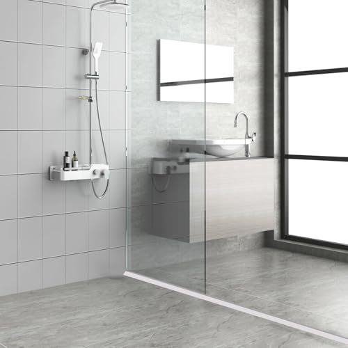 Floatlive 59in Self-Adhesive Silicone Shower Water Dam Barrier - White