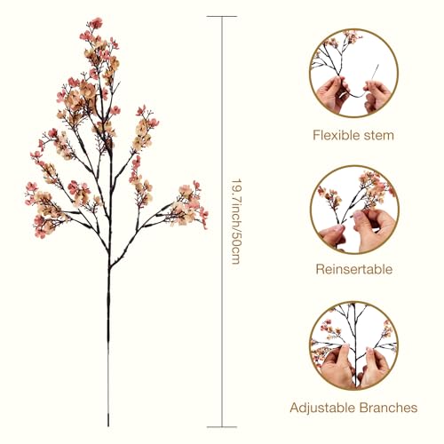 8 Pcs Beige Brown Artificial Baby's Breath Flowers - Silk Bouquets for Home Decor