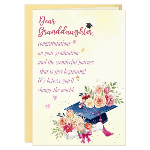 Inspirational Graduation Card for Granddaughter - Floral Design