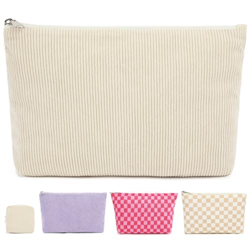 Fammart Corduroy Makeup Bag Travel Cosmetic Organizer with Zipper