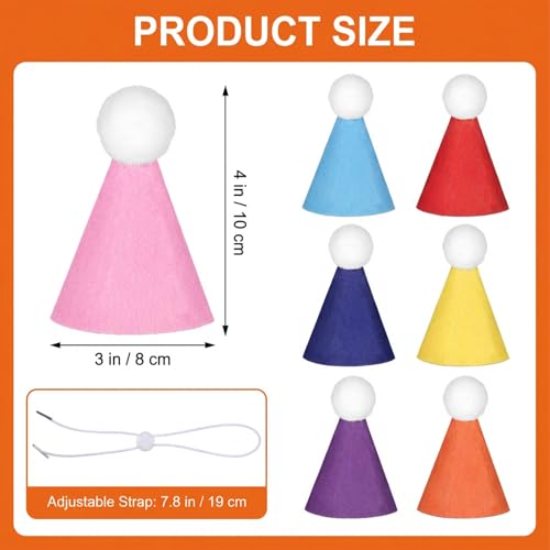 8 Pack Mini Party Hats for Small Pets - Felt Birthday Cone Hats
