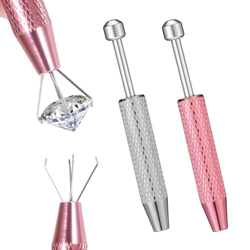 Aysatogc 2-Piece Piercing Ball Grabber Tool 4-Claw Diamond Tweezers