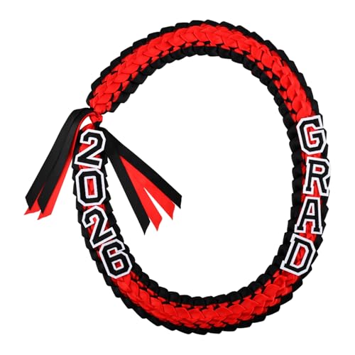 Class of 2026 Graduation Ribbon Lei with Brooches, Braided Garland Necklace