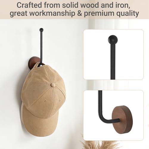 Dahey Hat Organizer Wall Hooks - 2 Pack L-Shaped Storage Rack for Baseball Caps