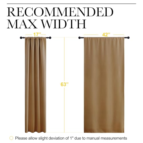 NICETOWN Gold Brown Blackout Curtains, Thermal Insulated Rod Pocket Drapes 42x63