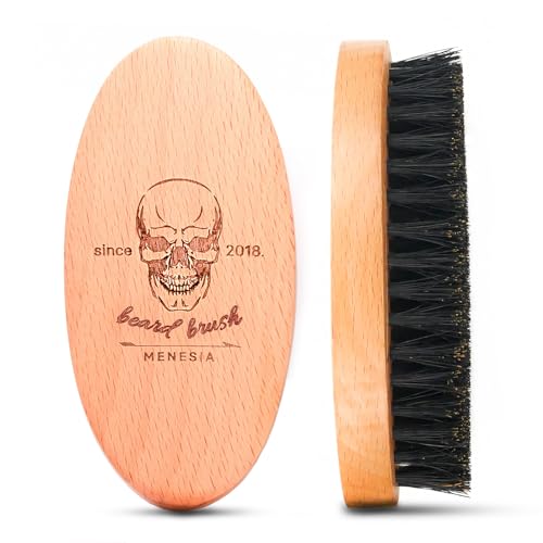 Menesia Soft Boar Bristle Beard Brush - Travel Size Wooden Grooming Brush