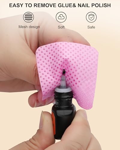 Rolybag Lint-Free Pink Nail Wipes - 800 PCS Gel Polish & Eyelash Glue Cleaner