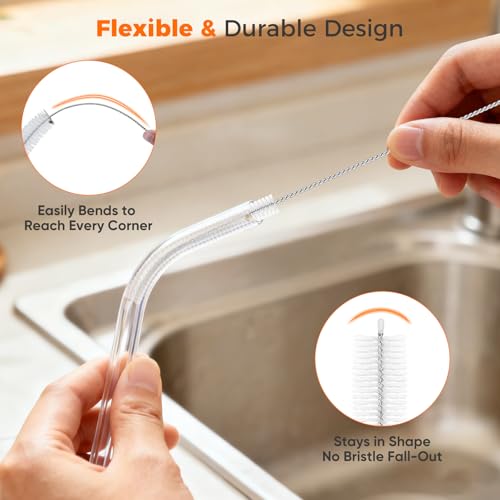 10-Pack Straw Cleaner Brush Set - 8.7-Inch for Metal Straws & Sippy Cups