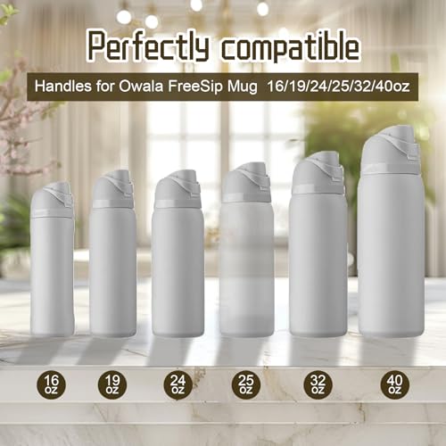 2pcs Handles for Owala FreeSip 24oz 32oz, Water Bottle Cap Carry Loop Handle, Replacement Parts for Owala Cup 16/25/40oz Easy Bottle Top Lid Cap Replacement Accessories, BPA-Free (White)