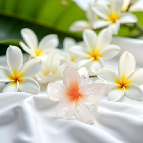 WaigN White Plumeria Flower Hair Claw Clip Hawaiian Strong Hold Jaw