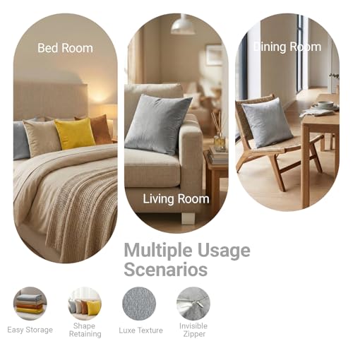 Velvet Throw Pillow Covers 4 Pack 18x18 Inches - Elegant Home Decor