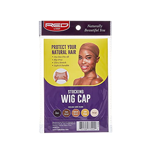 Red by Kiss Wig Cap Natural Brown Stocking One Size Breathable