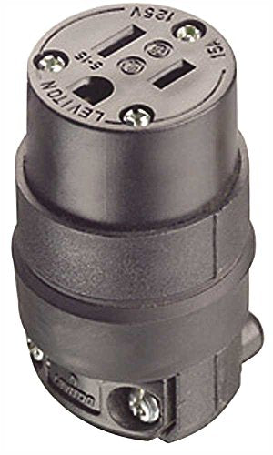 Leviton 15 Amp 125 Volt Rubber Grounding Outlet Connector - Black