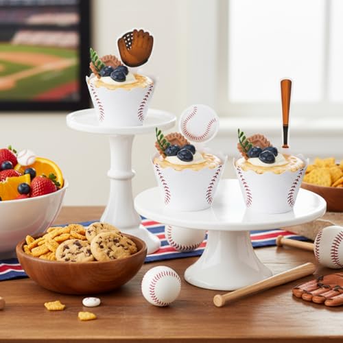 Retro Baseball Cupcake Toppers & Wrappers Set - Party Supplies, 96 Pieces