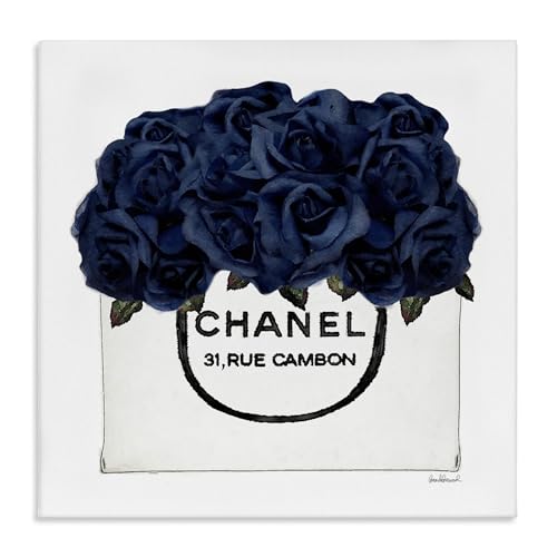 Stupell Industries Trendy Chic Navy Blue Roses, Designed by Amanda Greenwood, 17 x 17, Canvas Wall Art
