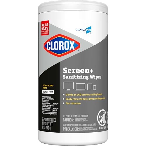CloroxPro Clorox Screen+ Sanitizing Wipes, 75 Count for Electronics