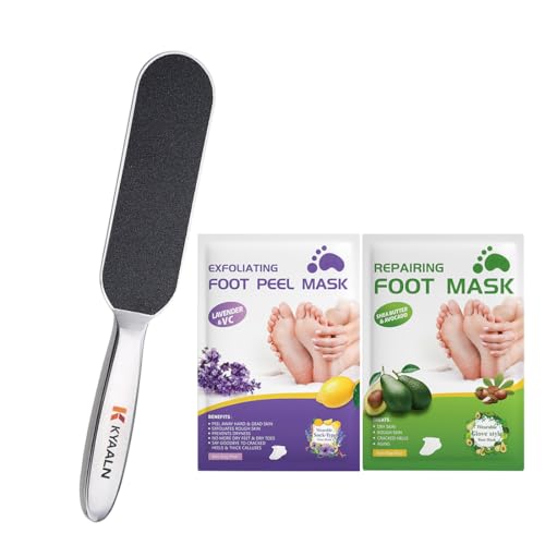 KYAALN Stainless Steel Foot File & Callus Remover Kit with Pads and Masks