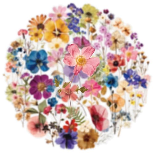 50 Pack Floral Vinyl Stickers Waterproof Aesthetic Decals for Water Bottles Laptop