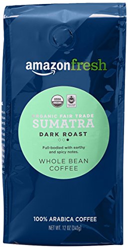 Organic Fair Trade Sumatra Whole Bean Coffee, Dark Roast - 12 Ounce