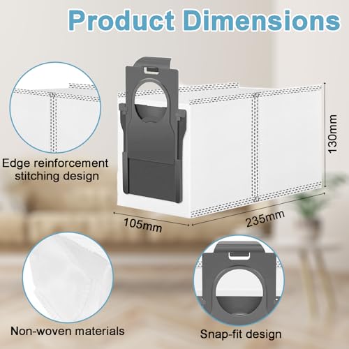 12 Pack Replacement Dust Bags for Dreame Robot Vacuums L40, X50