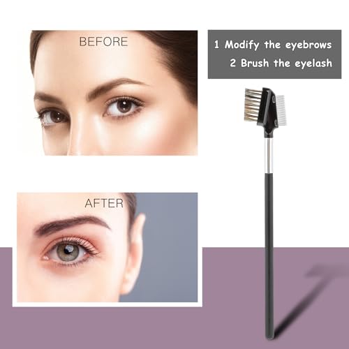 KALIONE Dual-Ended Eyebrow Brush and Stainless Steel Eyelash Comb