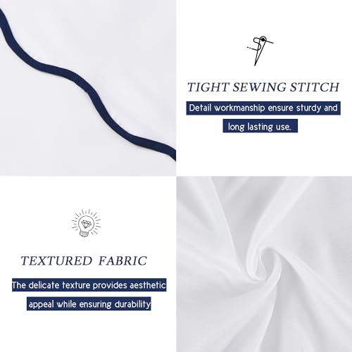 Chic White/Navy Scallop Edge Shower Curtain - 72" x 72"