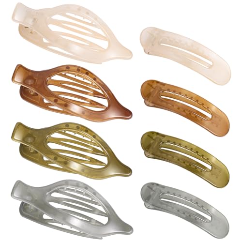 Flat Hair Claw Clips 8 Pcs Set - Non-Slip Matte Lay-Flat Hair Barrettes