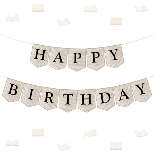 Vintage Book Birthday Banner for Reading Parties & Events