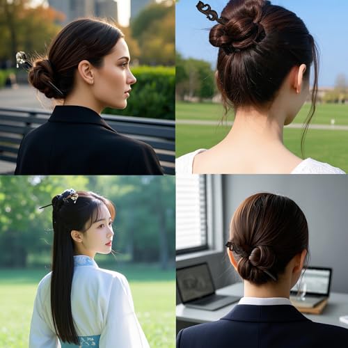 Chinese Wooden Hair Sticks 2-Pack - Hanfu Hair Accessories for Buns