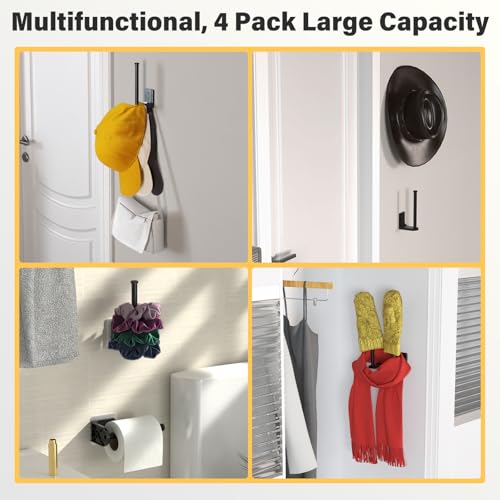 Ginyoyo 4 Pack Adhesive Hat Hooks – Heavy Duty Wall Hat Rack for Baseball Caps