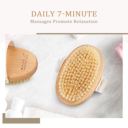 SURDOCA Dry Body Brush, Natural Boar Bristle Exfoliating Shower Scrubber