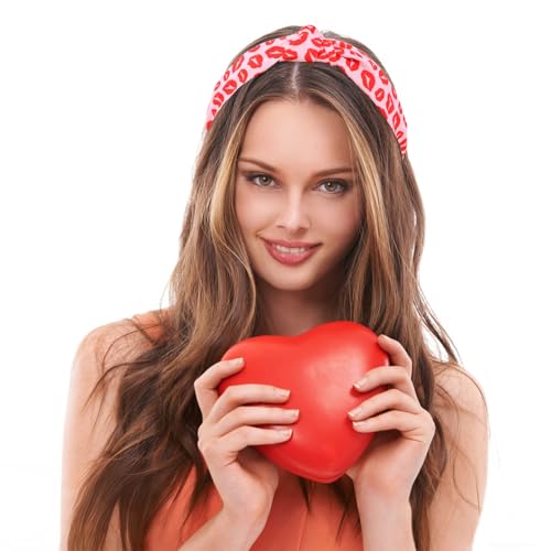 WHAVEL Valentine's Day Knotted Headbands 3-Piece Heart Print Hair Accessories