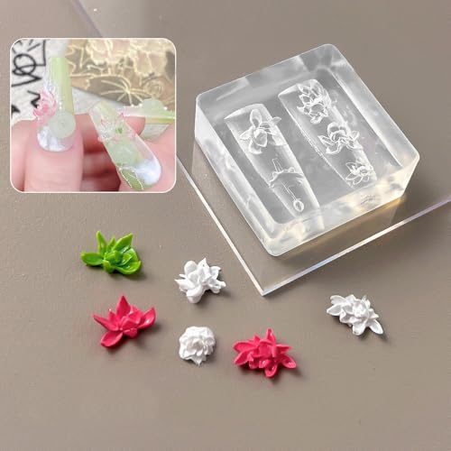 3D Lotus Flower Silicone Nail Mold & Carving Template for DIY Resin Art
