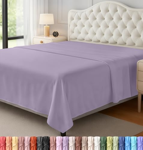 Ultra Soft Queen Size Flat Sheet - Lavender Microfiber Bedding