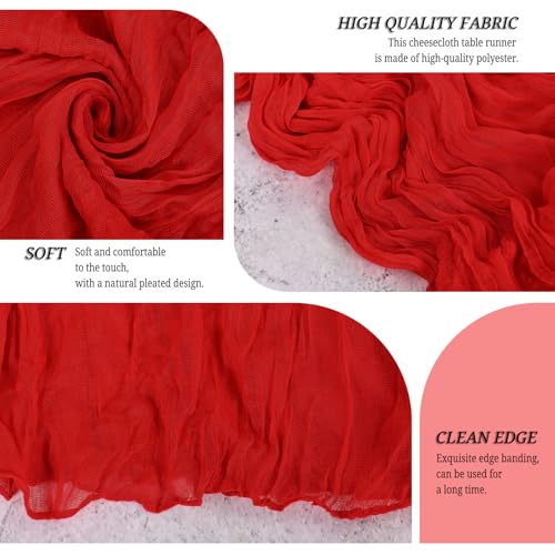 Red Table Runner 20x120 Inch Cheesecloth Set of 24 - Elegant Wedding & Party Decor