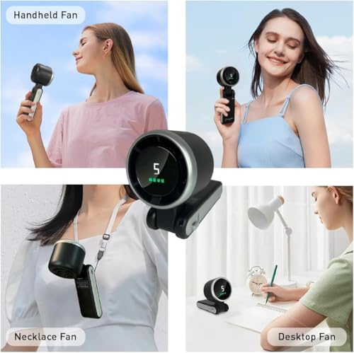 LIBERATECH 3-in-1 Handheld Turbo Fan, 5000mAh Rechargeable Portable Fan