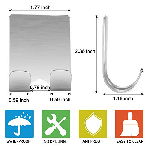 Luckyiren Razor Holder Hooks - 2 Pack Heavy Duty Stainless Steel