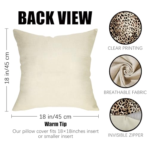 Leopard Print Throw Pillow Covers 18x18 - Set of 2 Cotton Linen