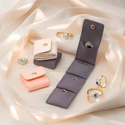 Mini Travel Jewelry Roll Bag - Foldable Pink Organizer with Buckle