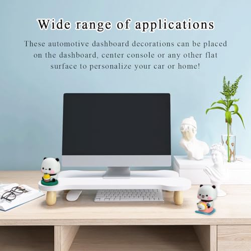 2 PCS Cartoon Bear & Panda Dashboard Ornaments - Cute Car Decor