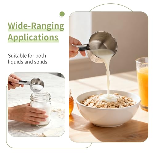 Stainless Steel Measuring Cups Set - 4 Sizes, Stackable Kitchen Tools