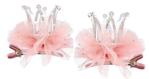 Pink Rhinestone Crown Hair Clips 2pcs Princess Tiara Pins