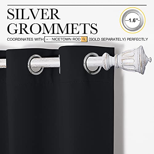 NICETOWN Black 42" x 50" Blackout Curtain Panels - Set of 2 Grommet Drapes