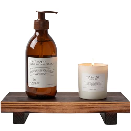 Small Wood Bathroom Tray - 8.6" Farmhouse Countertop Riser for Soap