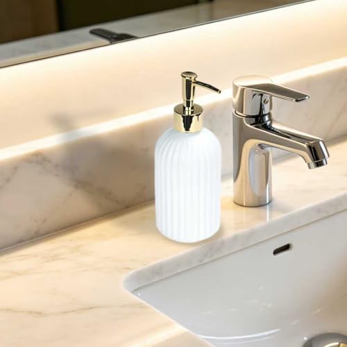 14oz Glass Hand Soap Dispenser with Gold Pump for Kitchen & Bathroom
