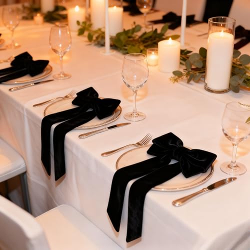 Black Velvet Bow Napkin Rings Set - 12 Pcs, 4x7 Inch Elegant Table Decor Variation of THIS listing: Black / 12 pcs