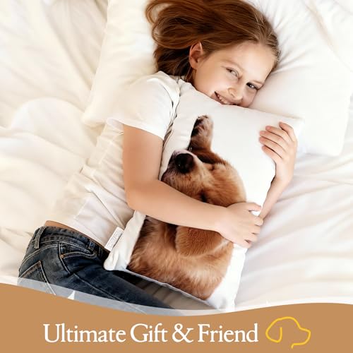 LUISOF Dog Lumbar Throw Pillows 12x20 - Set of 2 Cute Plush Decorative Cushions