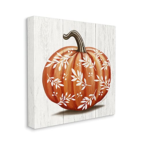 Stupell Industries Orange Fall Botanical Pumpkin Canvas Wall Art, Design by Elizabeth Tyndall, 24 x 24, Gallery Wrapped Canvas